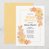 Retro Boho Sinaasappel Perzik Flora Groovy 40e ver Kaart (Voorkant / Achterkant)