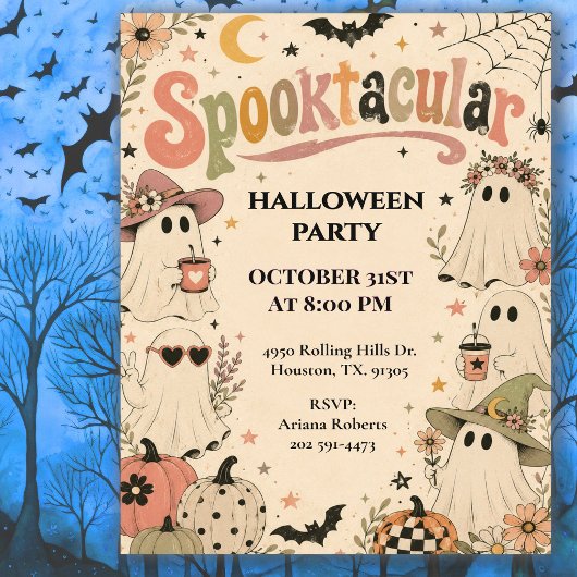 Retro Boho Spooktacular Halloween-feest Kaart