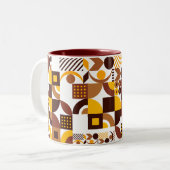 Retro Boho stijl Modern geometrisch patroon Tweekleurige Koffiemok (Voorkant links)