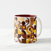 Retro Boho stijl Modern geometrisch patroon Tweekleurige Koffiemok (Voorkant rechts)