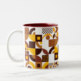 Retro Boho stijl Modern geometrisch patroon Tweekleurige Koffiemok