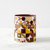 Retro Boho stijl Modern geometrisch patroon Tweekleurige Koffiemok (Center)