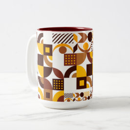 Retro Boho stijl Modern kleurrijk geometrisch patr Tweekleurige Koffiemok