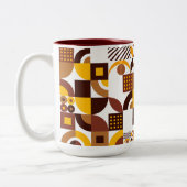Retro Boho stijl Modern kleurrijk geometrisch patr Tweekleurige Koffiemok (Links)