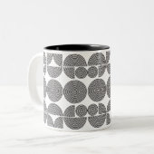 Retro Boho stijl Modern zwart geometrisch patroon Tweekleurige Koffiemok (Voorkant links)
