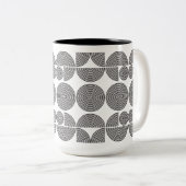 Retro Boho stijl Modern zwart geometrisch patroon Tweekleurige Koffiemok (Voorkant rechts)
