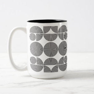 Retro Boho stijl Modern zwart geometrisch patroon Tweekleurige Koffiemok