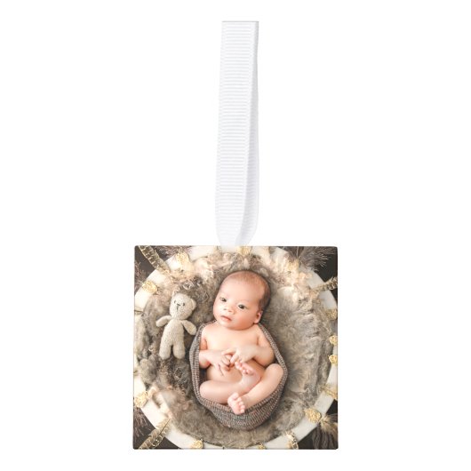 Retro Boho Stippen Neutraal Monogram Decoratie (Voorkant)