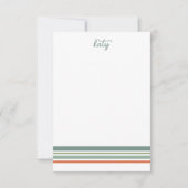 Retro Boho Striped Minimalist Notitiekaartje (Voorkant)