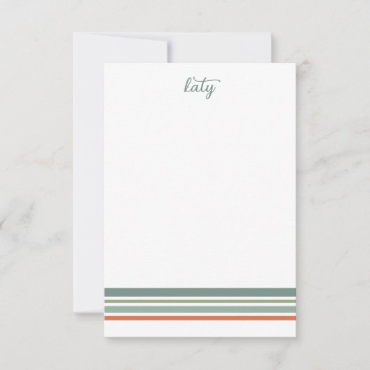 Retro Boho Striped Minimalist Notitiekaartje (Voorkant)