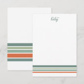 Retro Boho Striped Minimalist Notitiekaartje (Voorkant / Achterkant)