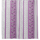 Retro BOHO Stripes Paarse Douchegordijn (Voorkant)