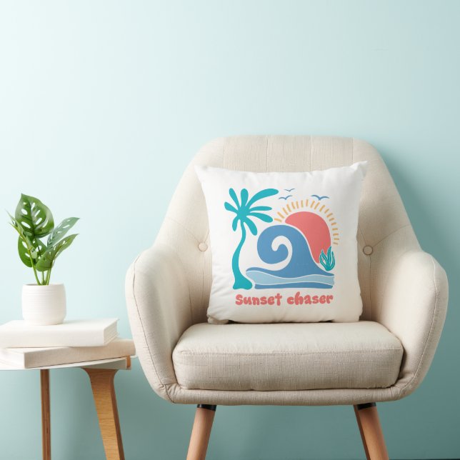 Retro Boho Summer Sunset Chaser Kussen (Stoel)