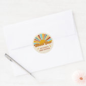 Retro Boho Sun Baby shower Dank je naam Ronde Sticker (Envelop)
