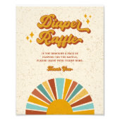 Retro Boho Sun Baby shower Luier Raffle Teken Foto Afdruk (Voorkant)