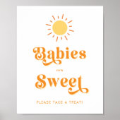 Retro Boho Sun Baby's zijn Sweet Treat Favor Sign Poster (Voorkant)