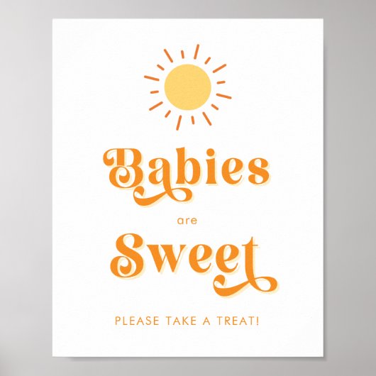 Retro Boho Sun Baby's zijn Sweet Treat Favor Sign Poster (Voorkant)