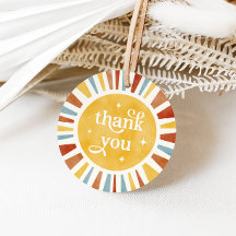 Retro Boho Sun Burst Bedankt Favor Tags