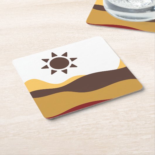 Retro Boho Sun Kartonnen Onderzetters (Schuin)