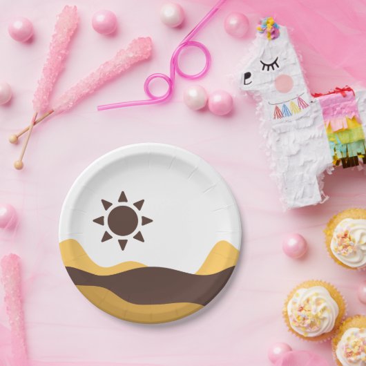 Retro Boho Sun Papieren Bordje (Feest)