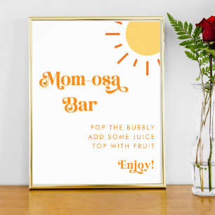 Retro Boho Sun Sunshine Mom-Osa Bar Baby shower Poster