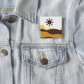 Retro Boho Sun Vierkante Button 5,1 Cm (In situ)