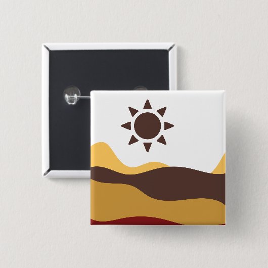 Retro Boho Sun Vierkante Button 5,1 Cm (Voorkant /achterkant)