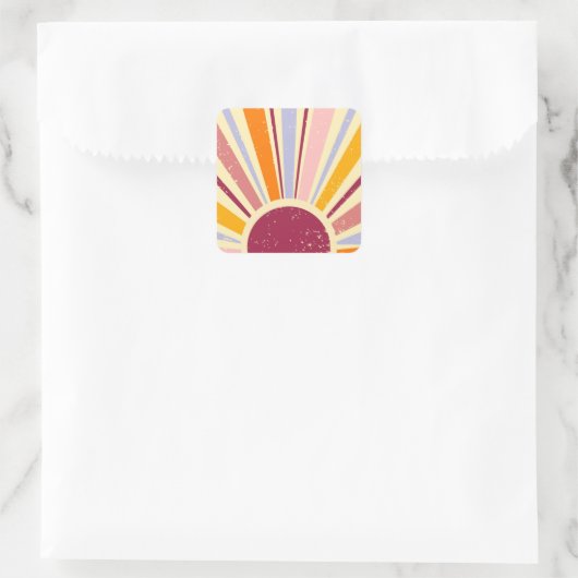 Retro boho sun vierkante sticker (Tas)