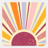 Retro boho sun vierkante sticker (Voorkant)