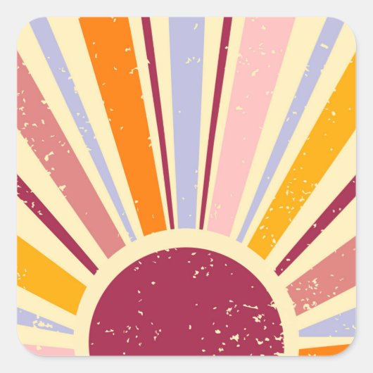 Retro boho sun vierkante sticker (Voorkant)