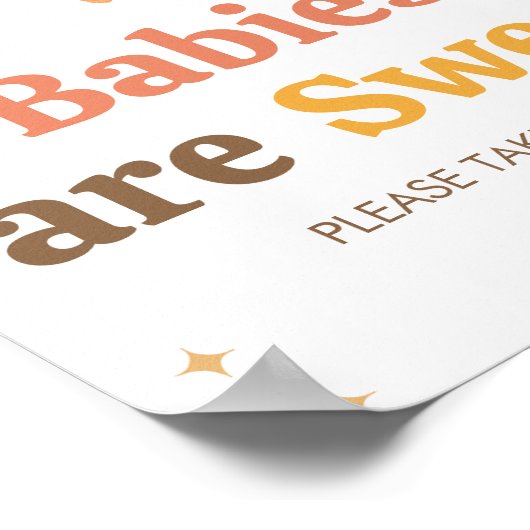 Retro Boho Sunshine Baby shower Baby's zijn zoet Poster (Hoek)