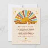 Retro Boho Sunshine Baby shower Bedankkaart (Voorkant)