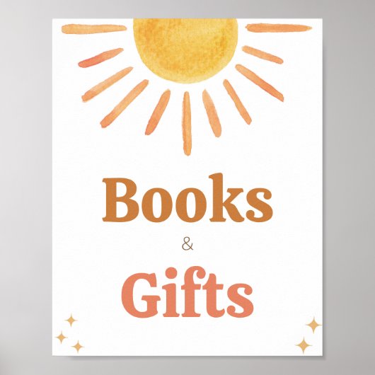 Retro Boho Sunshine Baby shower Boeken en geschenk Poster (Voorkant)