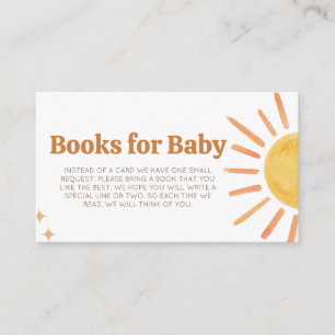 Retro Boho Sunshine Baby shower Boeken voor Baby Informatiekaartje