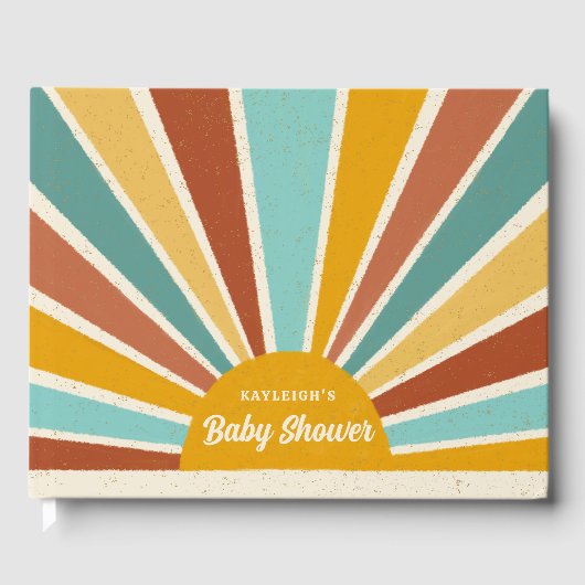 Retro Boho Sunshine Baby shower Gastenboek (Voorkant)