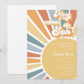 Retro Boho Sunshine Baby Shower Kaart (Voorkant / Achterkant)