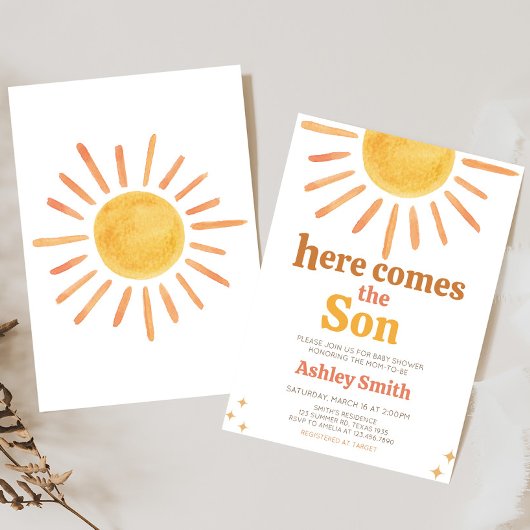 Retro Boho Sunshine Baby shower Kaart