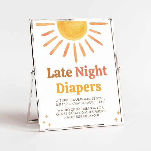 Retro Boho Sunshine Baby shower Late Night Luiers Poster