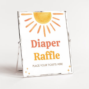 Retro Boho Sunshine Baby shower Luier Raffle Poster