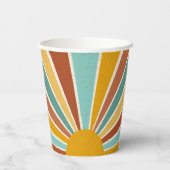 Retro Boho Sunshine Baby shower Papieren Bekers (Achterkant)