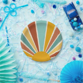 Retro Boho Sunshine Baby shower Papieren Bordje (Feest)