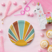 Retro Boho Sunshine Baby shower Papieren Bordje (Feest)