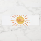 Retro Boho Sunshine Baby shower Waterfles Etiket (Enkel label)
