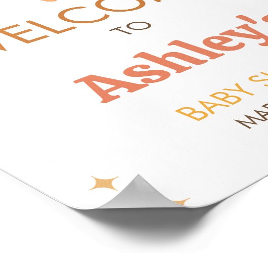 Retro Boho Sunshine Baby shower Welkom Poster (Hoek)