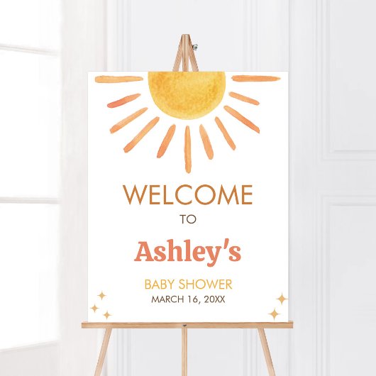 Retro Boho Sunshine Baby shower Welkom Poster