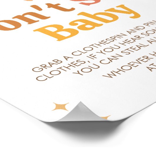 Retro Boho Sunshine Baby shower Zeg niet Baby Poster (Hoek)