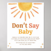Retro Boho Sunshine Baby shower Zeg niet Baby Poster (Voorkant)