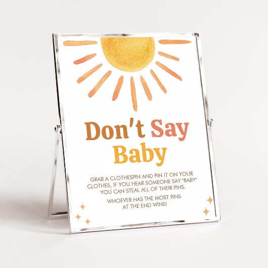 Retro Boho Sunshine Baby shower Zeg niet Baby Poster