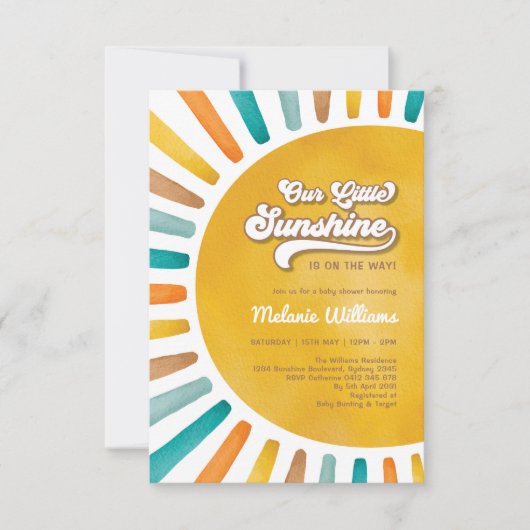 Retro Boho Sunshine Boy Baby shower Kaart (Voorkant)