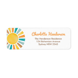 Retro Boho Sunshine Hier komt het Son Baby shower Etiket